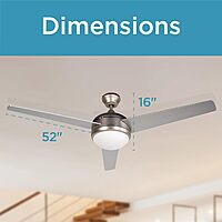 BLACK+DECKER 52 in. Ceiling Fan with Light and Remote - Brushed Nickel