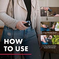 SABRE 2-in-1 Stun Gun and Flashlight and Belt Holster, 1.60 µC Charge, 120 Lumen LED, Rechargeable