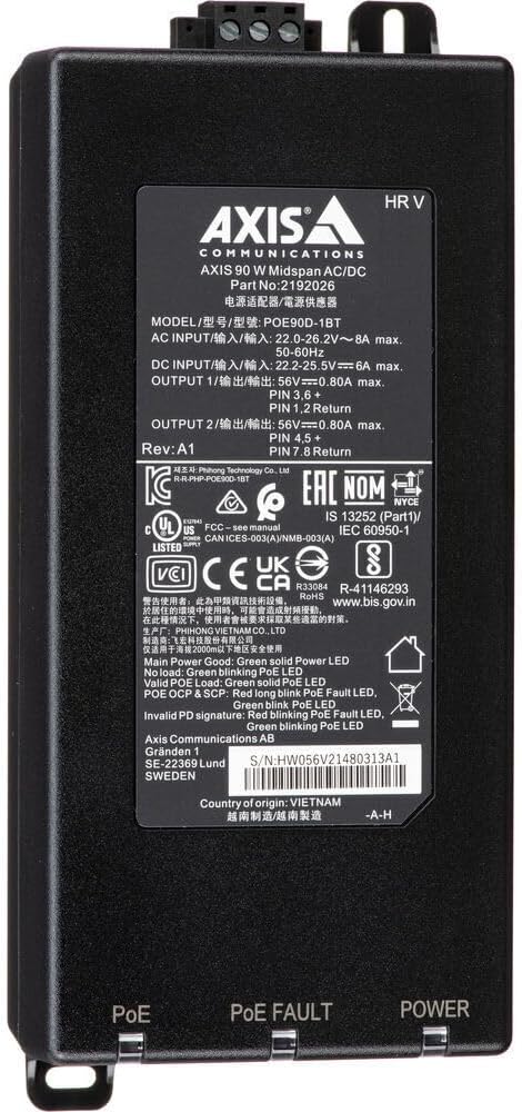 Axis Netzwerk PoE 90 W Midspan AC/DC 24 V