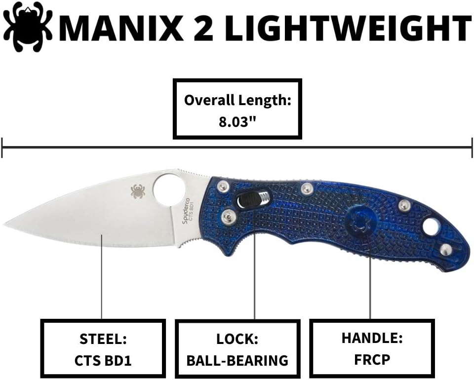 Spyderco Manix 2 Folding Knife with Ball Bearing Lock - PlainEdge