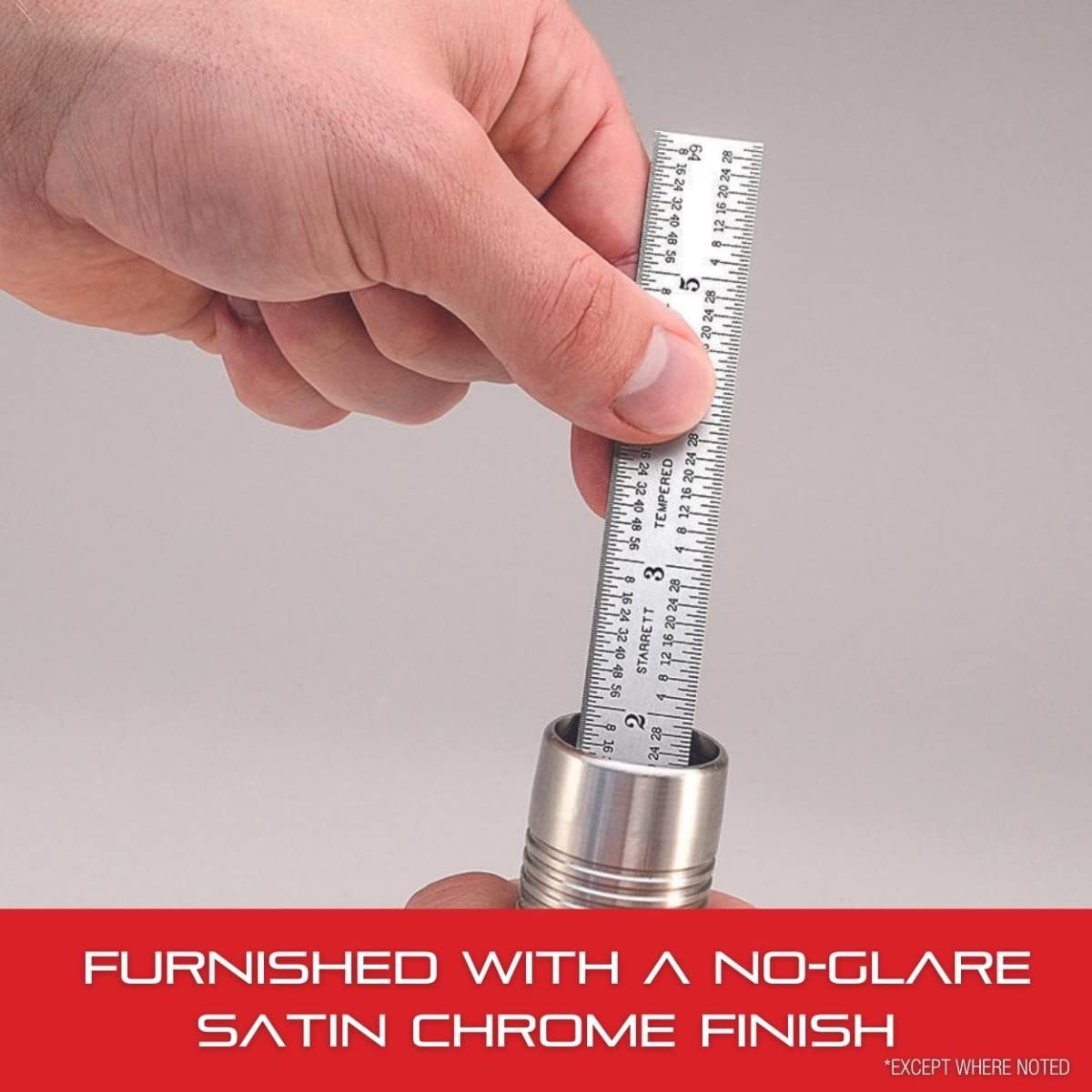 Starrett Spring Tempered Steel Rule with Satin Chrome Finish