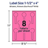 Avery Printable Lollipop Labels, Sure Feed Technology, 1-1/2" x 4", Bright Pink, Print-to-The-Edge, Laser/Inkjet Printable