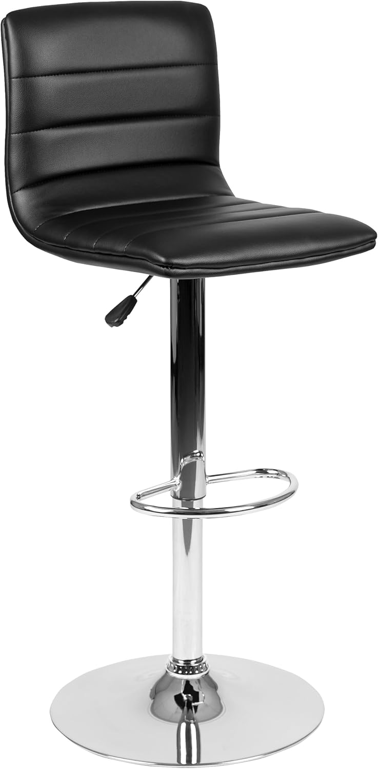FLASH FURNITURE Vincent Adjustable Mid-Back Barstool with Vinyl Upholstery and Chrome Base