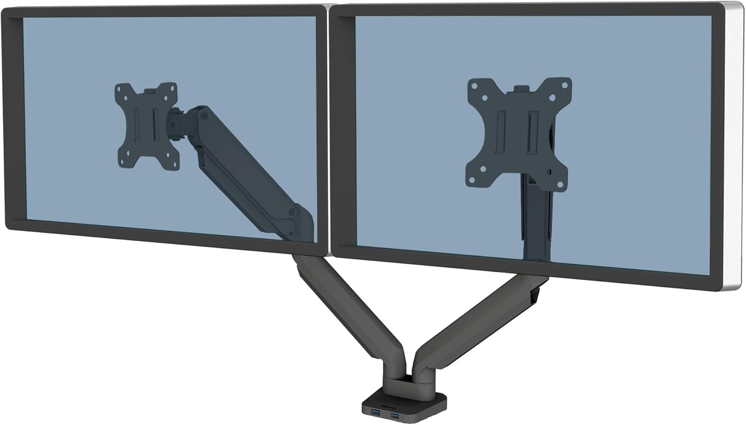 Fellowes Platinum Series Monitor Arm for 40-Inch Monitors, Full Motion, VESA Mount, USB Ports, Ergonomic