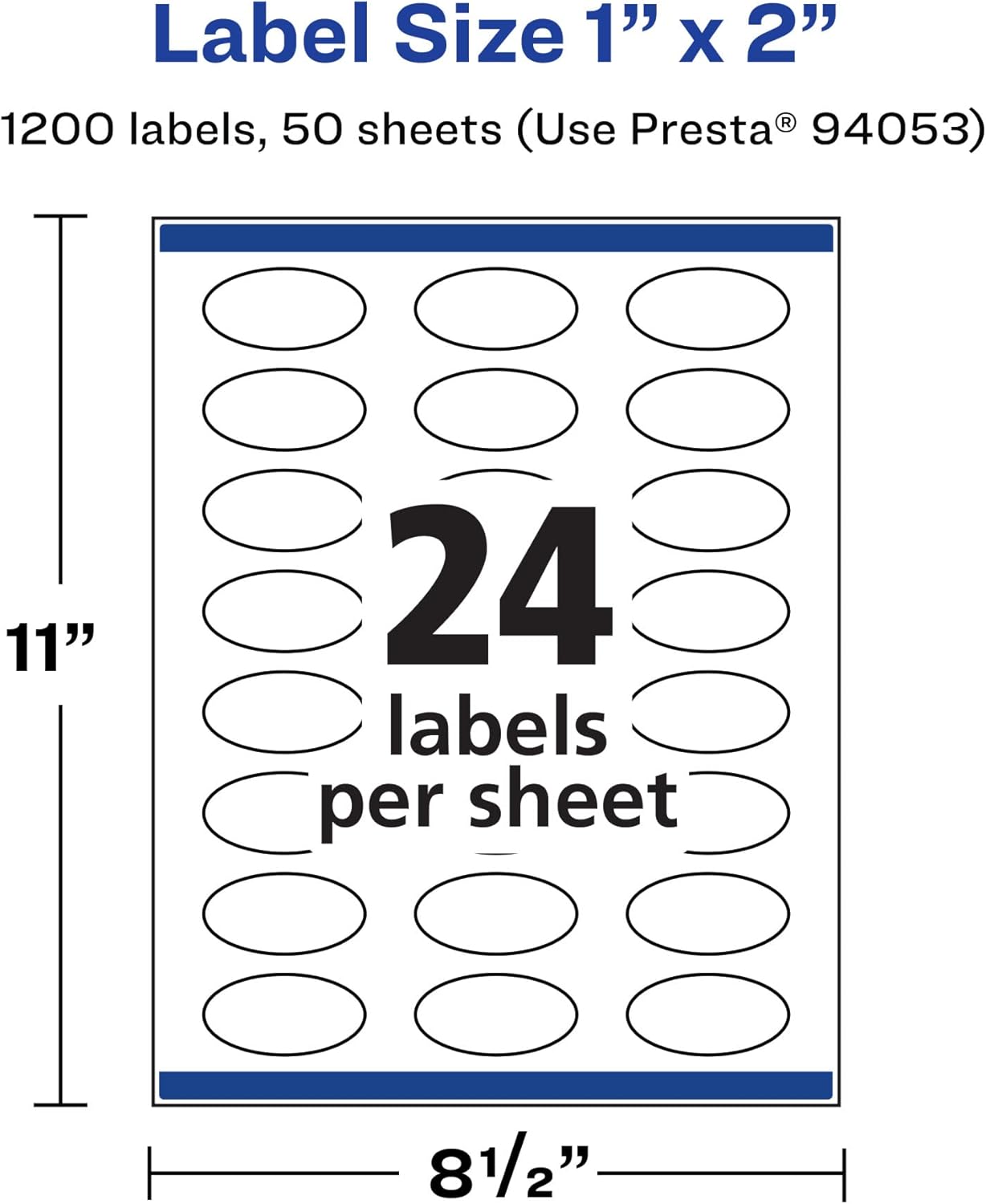 Avery Matte White Oval Labels, Sure Feed Technology, 1" x 2" Printable Labels