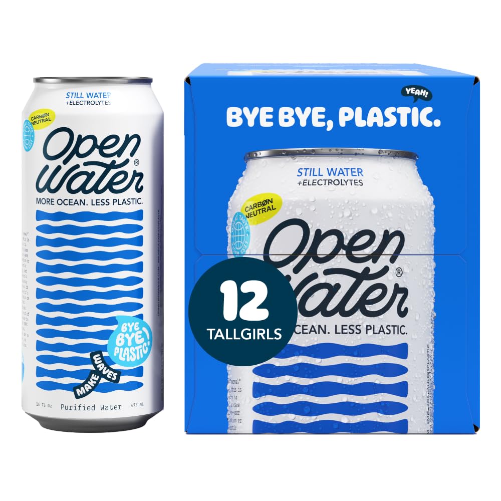 Open Water Still 16oz Tallgirl (1 case, 12 cans) - Sustainable Aluminum Canned Still Water With Electrolytes