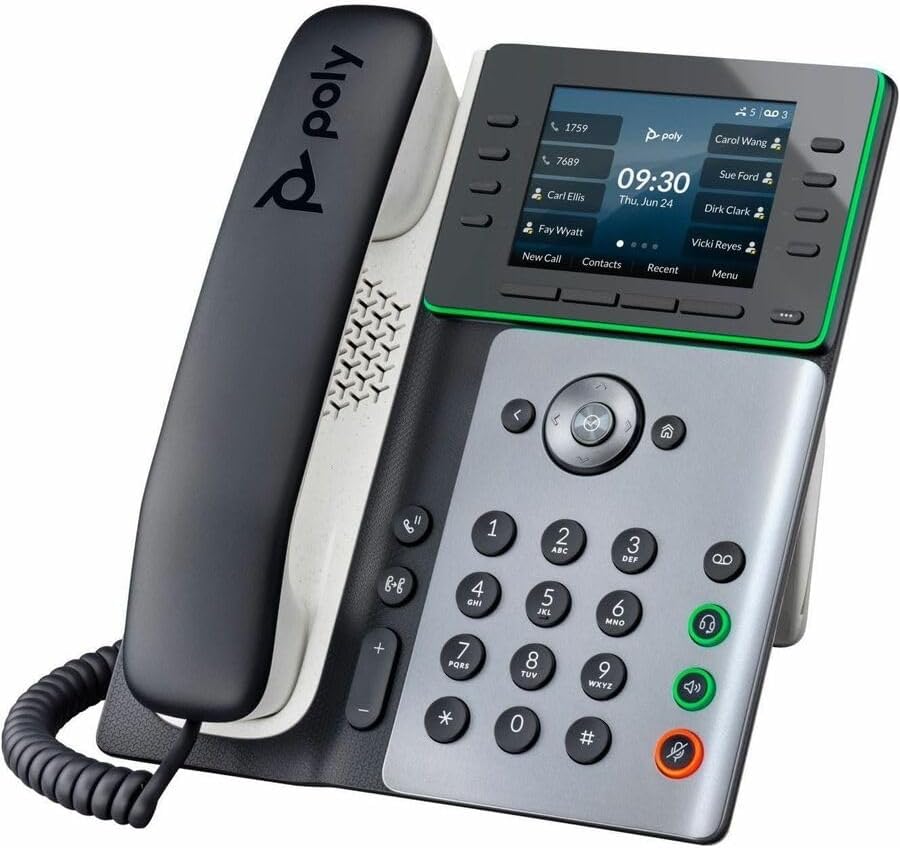 Poly Edge E300 IP Phone - Corded - Corded - Desktop - Black - TAA Compliant - VoIP - 2 x Network (RJ-45) - PoE Ports