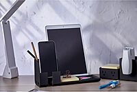 Bostitch Office Konnect Charging Station Desk Organizer Base, USB Phone Stand Compatible with Cell Phones & Tablets, Black