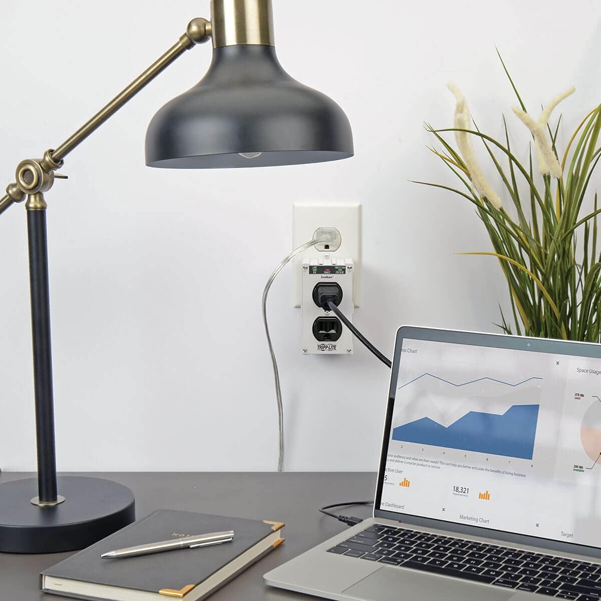 Tripp Lite Isobar ISOBLOK2-0 Heavy Duty Outlet Extender, Wall Power Strip Surge Protector, 2 Outlets, Direct Plug-in, White