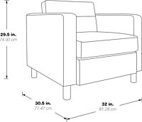 Office Star Pacific Armchair with Padded Box Spring Seats and Silver Finish Legs, Dillon Blue Faux Leather