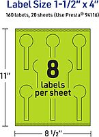 AVERY Printable Lollipop Labels, Sure Feed Technology, 1-1/2" x 4", Bright Green, Print-to-the-Edge, Laser/Inkjet Printable