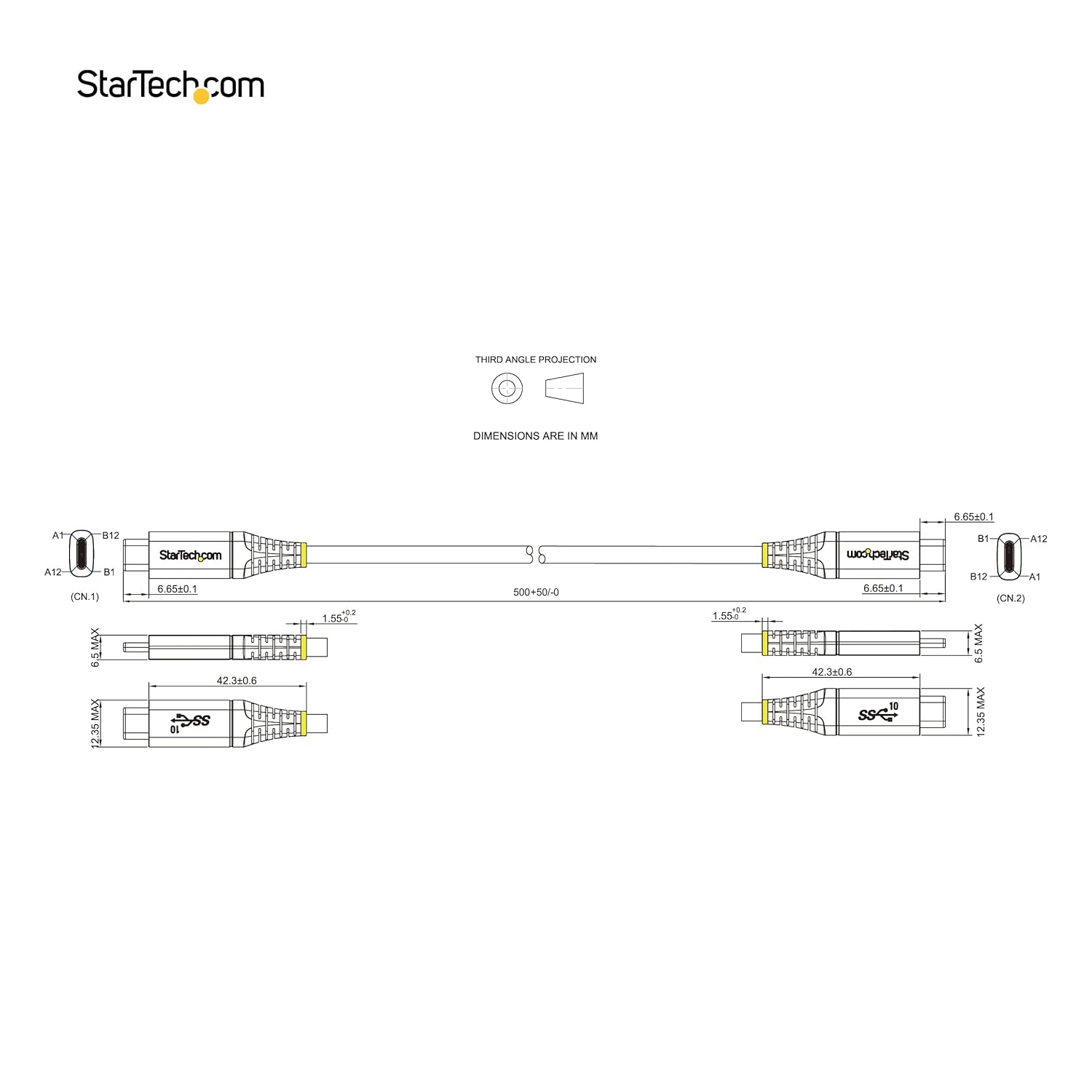 StarTech.com USB-C to USB-C Cable - USB 3.2 Gen 2 10Gbps, 100W PD, DP Alt Mode