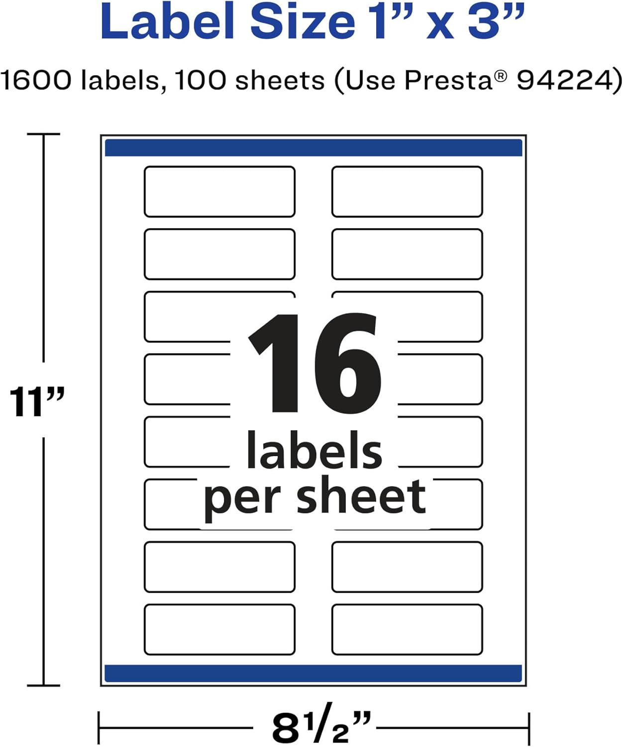 Avery Glossy Clear Rectangle Labels, Sure Feed Technology, 1" x 3"