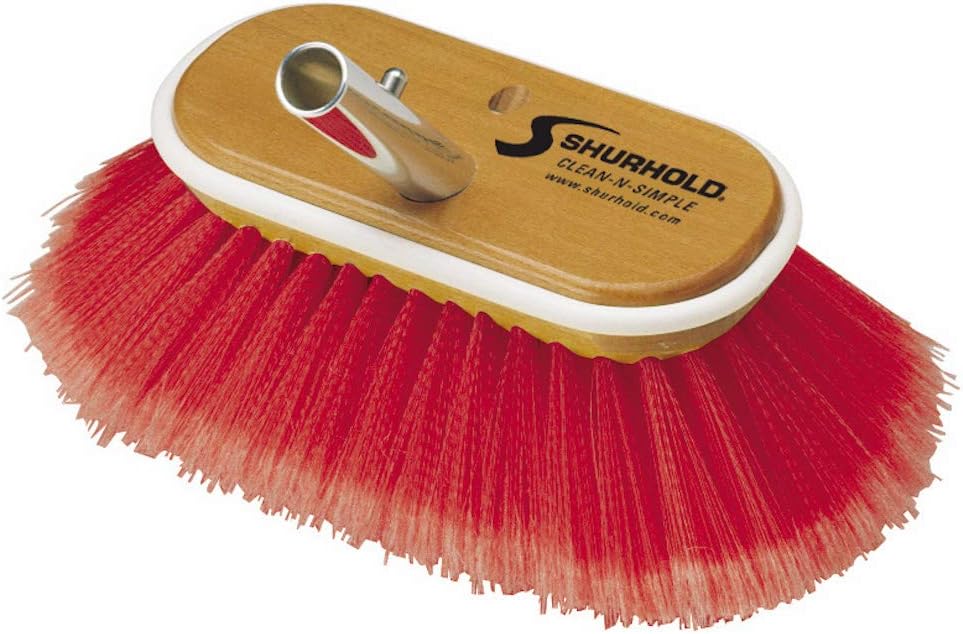 Shurhold 965 6 Inch Combo Bristle Brush, Deck Brush With Red Polystyrene Bristles
