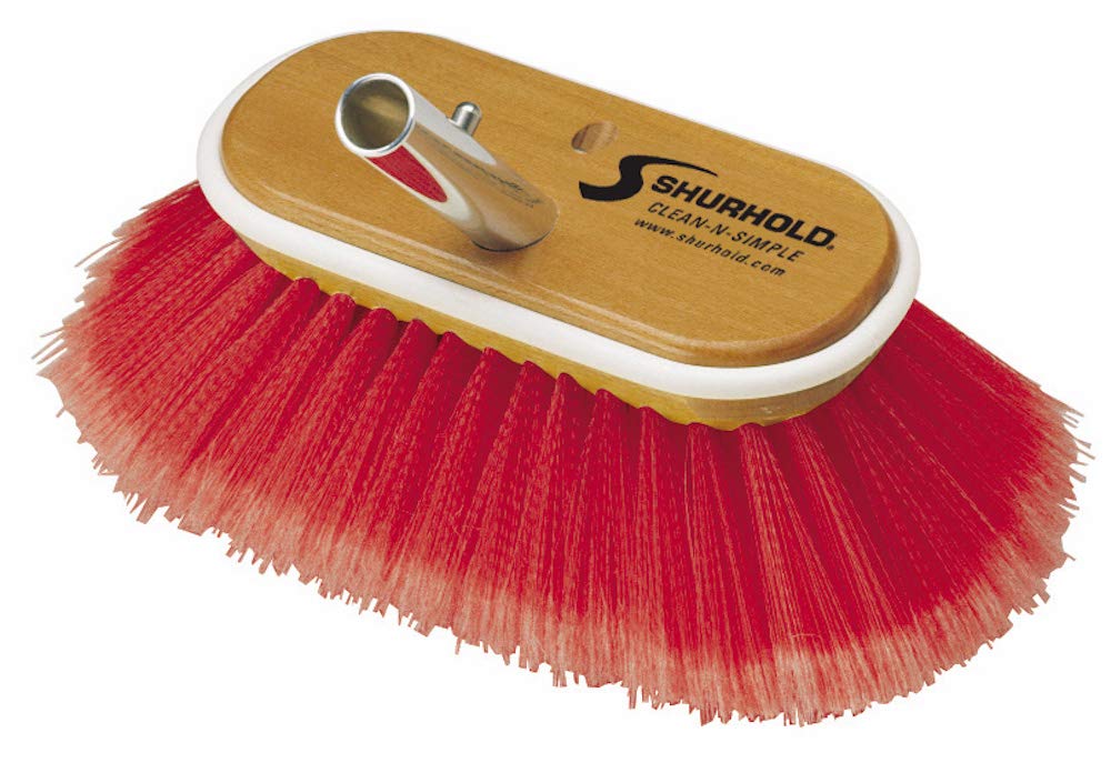 Shurhold 965 6 Inch Combo Bristle Brush, Deck Brush With Red Polystyrene Bristles