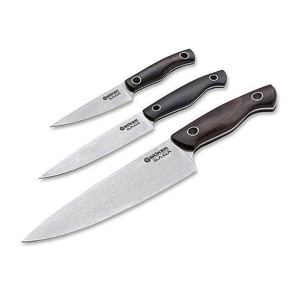 Boker Saga 3-Pc Knife Set - Grenadill Wood