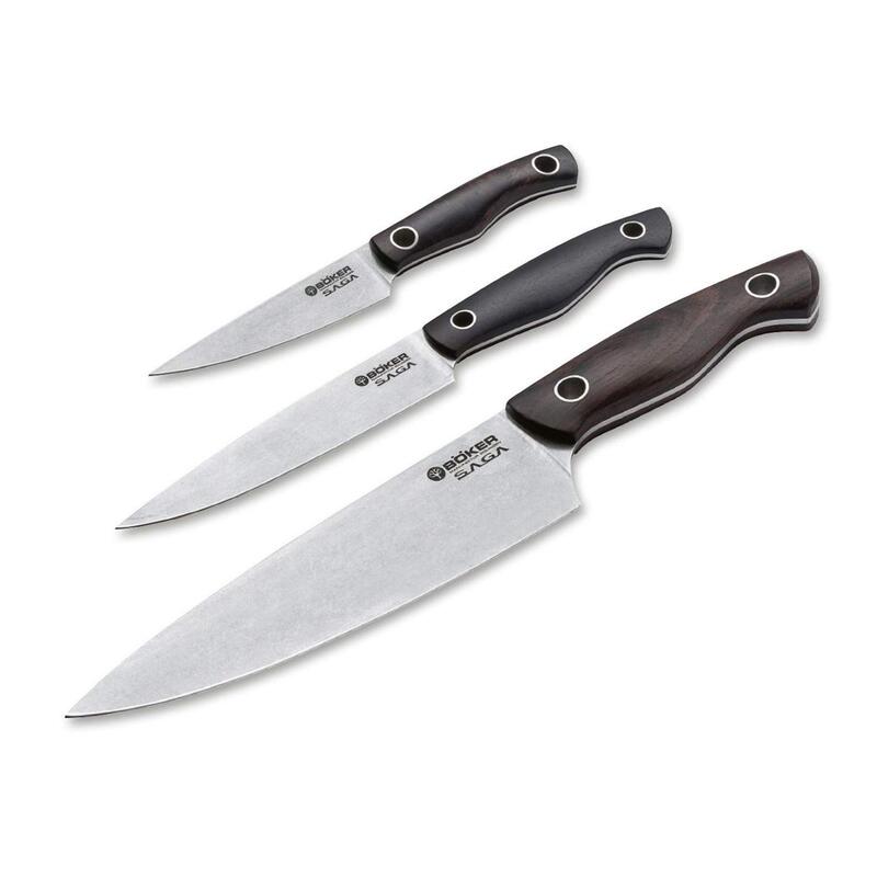 Boker Saga 3-Pc Knife Set - Grenadill Wood