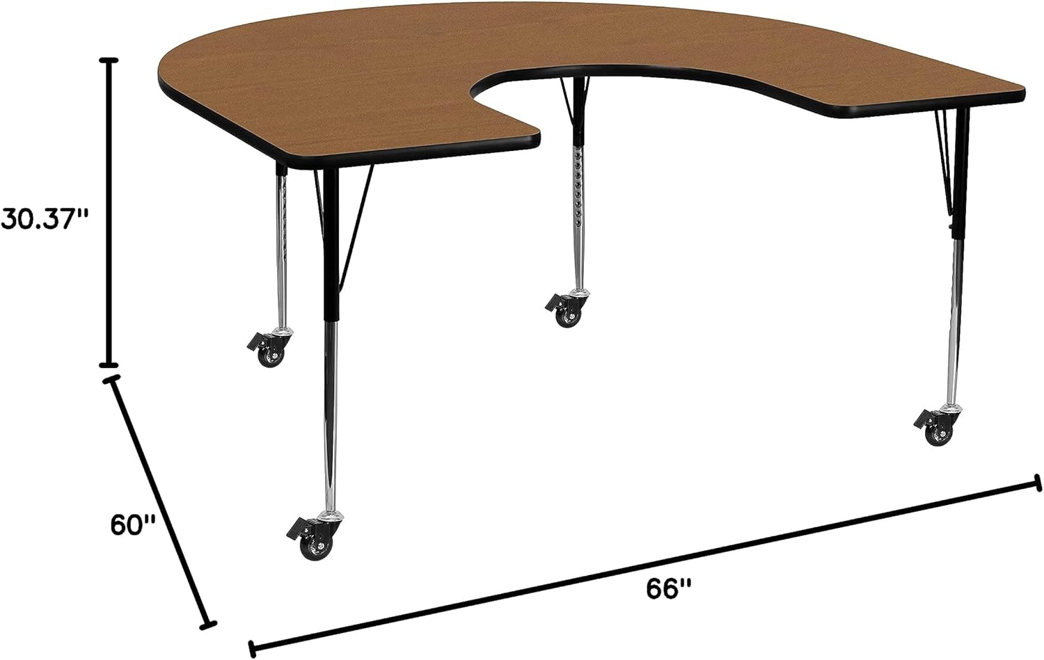 FLASH FURNITURE Wren Mobile Horseshoe Thermal Laminate Activity Table - Standard Height Adjustable Legs