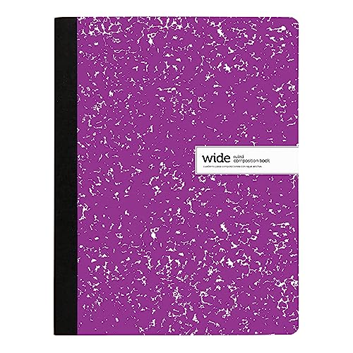 Office Depot® Brand Composition Notebook, 9-3/4" x 7-1/2", Wide Ruled, 100 Sheets, Purple/White