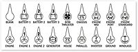 Blue Sea Systems 7902 Battery Switch ICON Label Kit, 18 icons, Beige