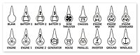 Blue Sea Systems 7902 Battery Switch ICON Label Kit, 18 icons, Beige