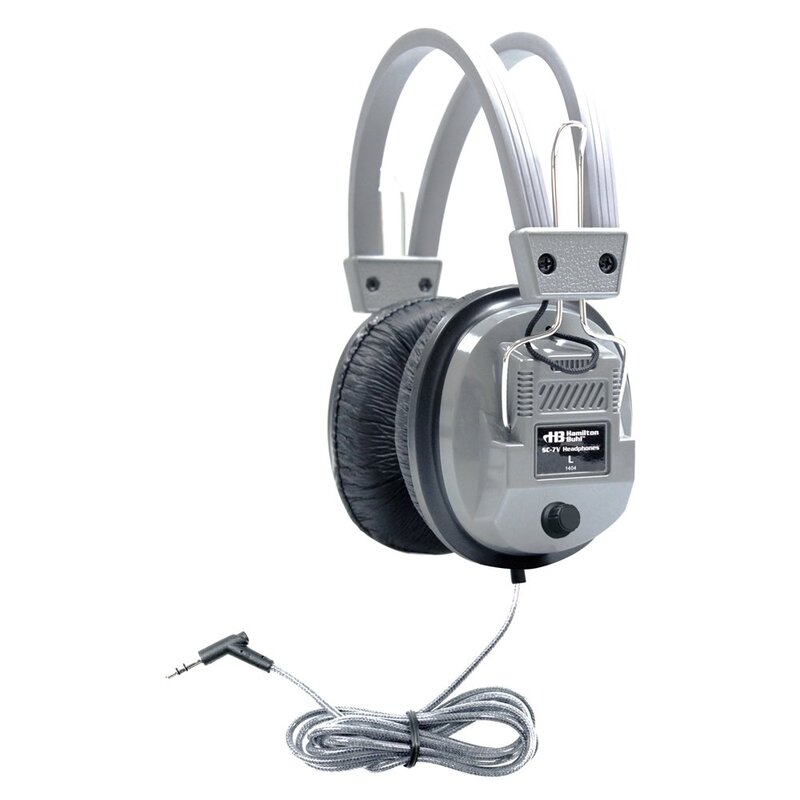 HamiltonBuhl SC-7V SchoolMate Deluxe Stereo Headphone with 3.5 mm Plug and Volume Control, Leatherette Cushions, Replaceable, Heavy-duty, Write-on, Reclosable Bag, Volume Control On Ear Cup Single