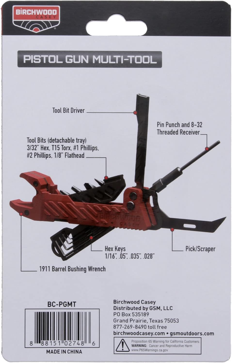 Birchwood Casey Pistol Gun Multi-Tool Kit| Durable Versatile Compact Gunsmithing Tool Set | 1911 Wrench