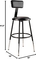 NPS 19"-27" Height Adjustable Heavy Duty Vinyl Padded Steel Stool with Backrest