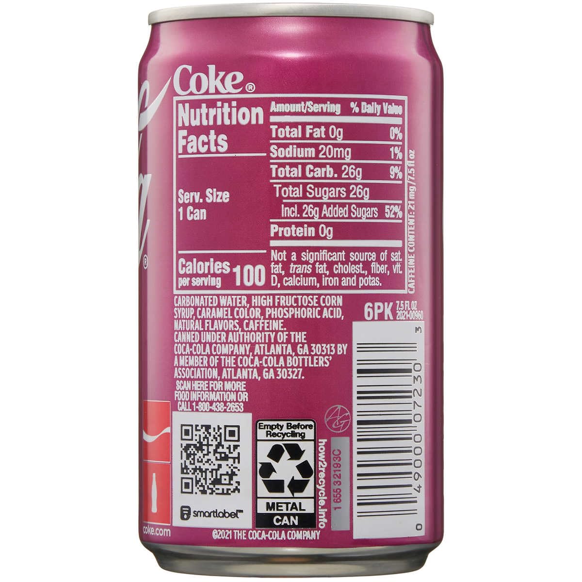 Coca-Cola Mini Cans Variety Pack (7.5oz/ 30Pk), 225 Fl Oz