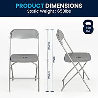 Flash Furniture Hercules Series Commercial-Grade Plastic Folding Chair - 650LB Weight Capacity
