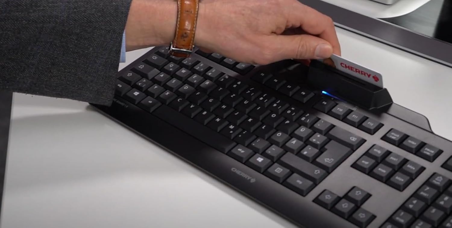 CHERRY Secure Board 1.0 - USB Keyboard – Smart Card Reader - Wired - GS Approval - QWERTY Security Keyboard – Black