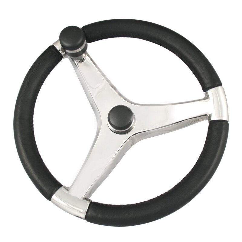 Schmitt Marine Evo Pro 316 Cast Stainless Steel Steering Wheel w/Control Knob - 15.5" Diameter
