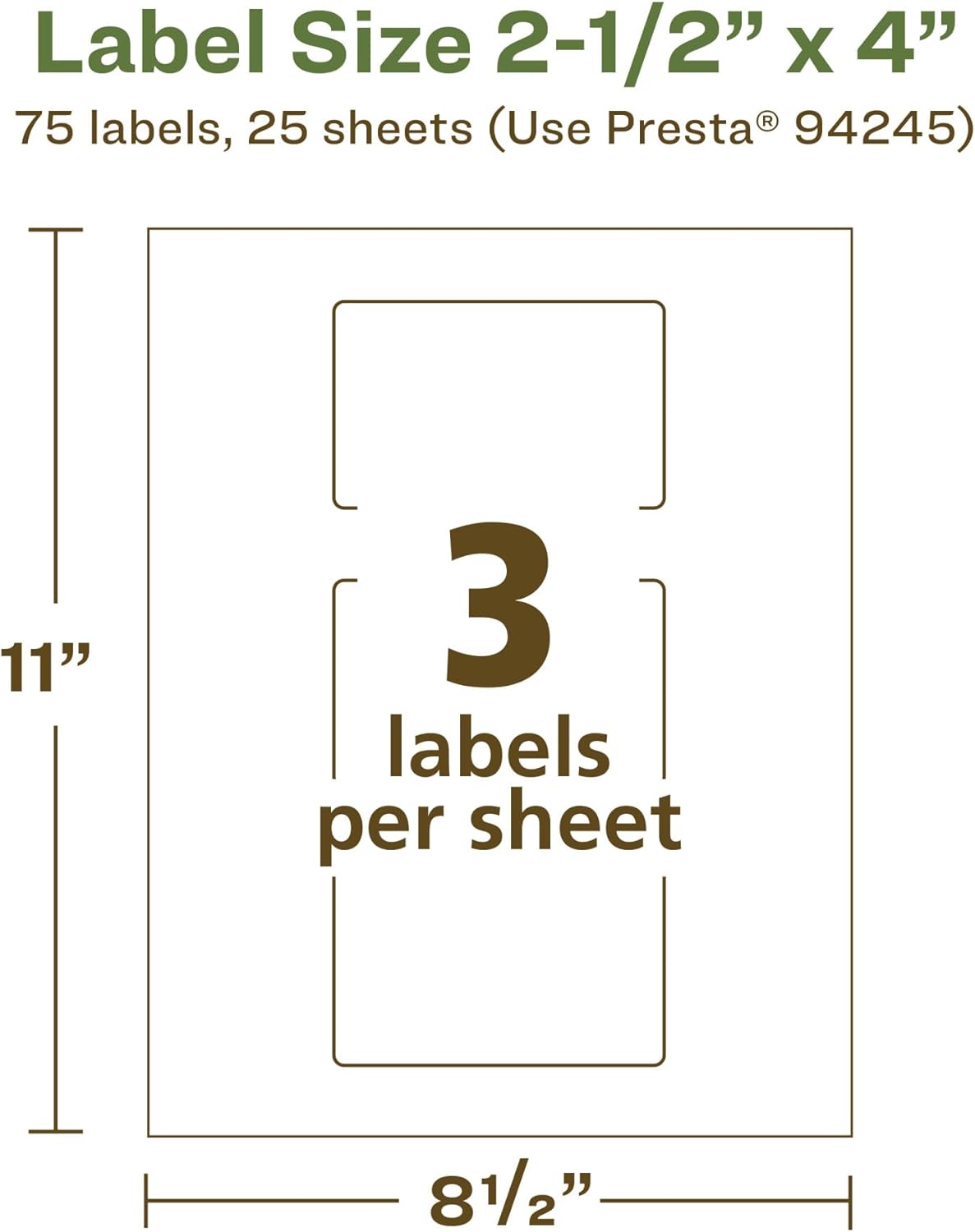 AVERY EcoFriendly Matte White Recycled Rectangle Labels, 2.5" x 4", Print-to-The-Edge, Permanent Adhesive