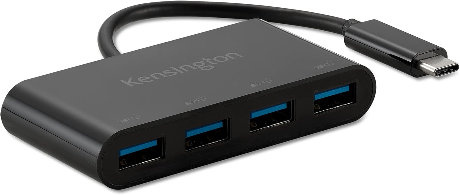 Kensington CH1200 USB-C 10Gbps 4-Port Hub, USB Type C to USB Adapter with 4 USB 3.0, Compatible with Thunderbolt 4