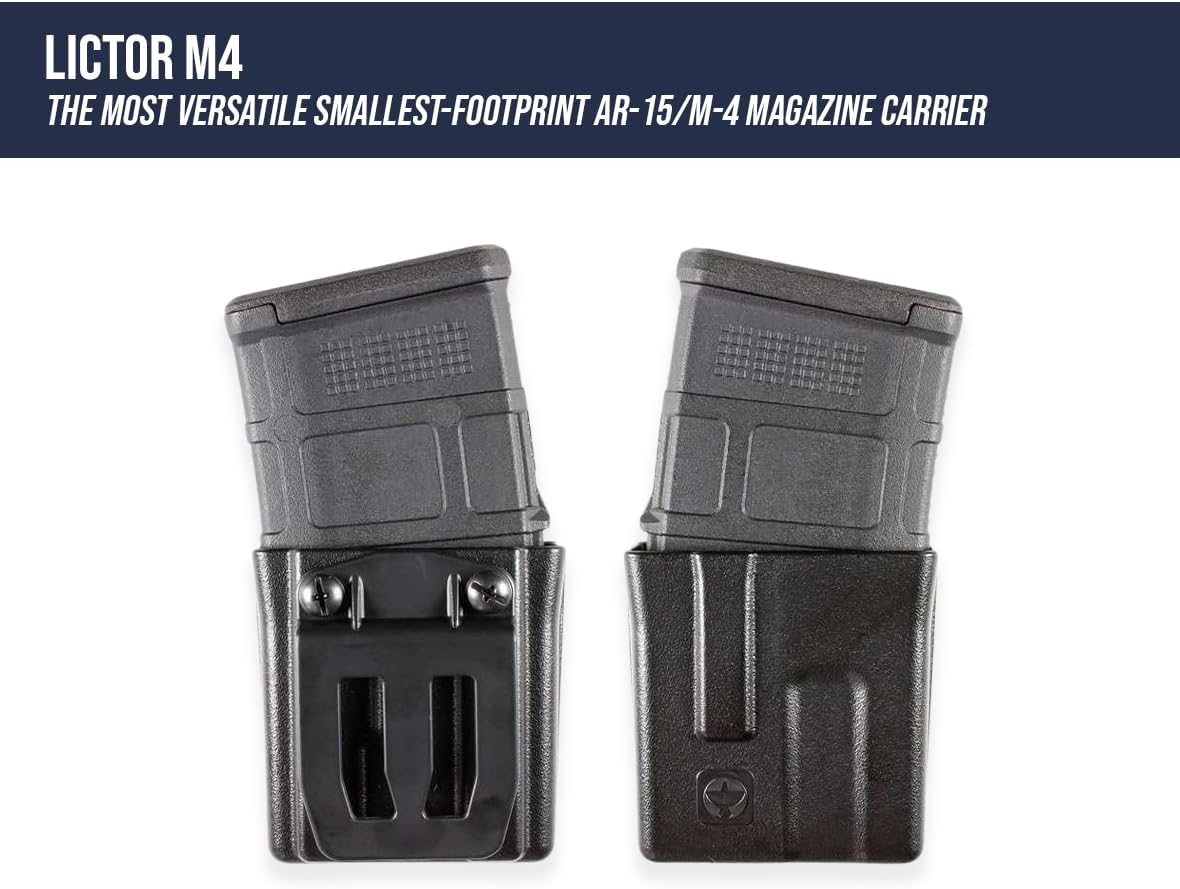 Lictor M4 Magazine Pouch SM with Belt Clip, Magazine Holder Compatible with AR/M4 Magazines | ARSMCUBK1.5BC