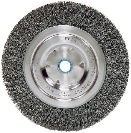Weiler Stainless Steel Wheel Brush - 0.014 in Bristle Dia Arbor Attachment - 6 in OD & 6000 Max RPM