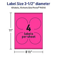 Avery Printable Round Labels, Sure Feed Technology, 3.5" Diameter, Neon Magenta Labels, Print-to-The-Edge