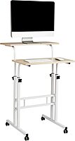Mind Reader Standing Desk, Adjustable Height, Computer Desk, Laptop Desk, Portable, Rolling, 38"L x 21.25"W x 45.25"H, White