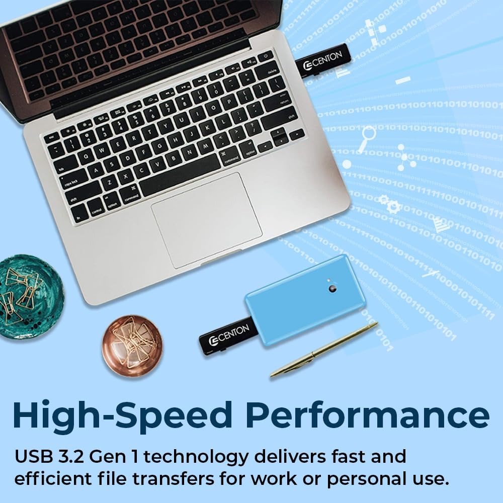 Centon Electronics S1-U3D2-16G Centon Datastick OTG USB 3.0 [USB A + USB C] 16GB, Black 1 Pack