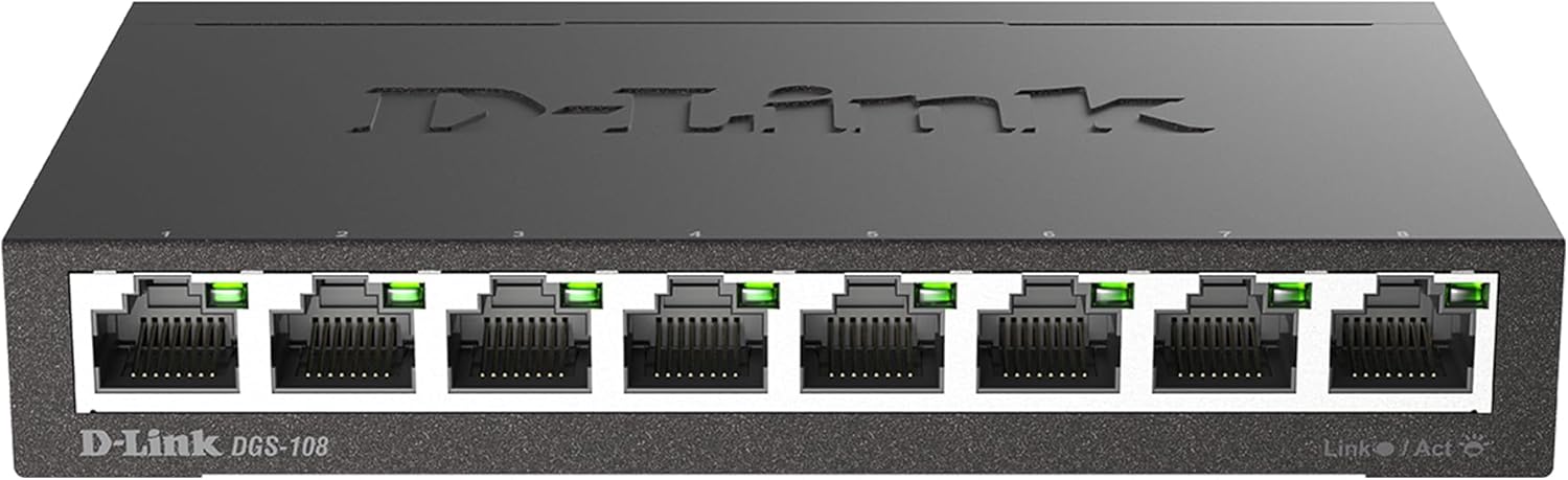 D-Link Gigabit Unmanaged Metal Fan-Free Desktop/Wall-Mount Switch
