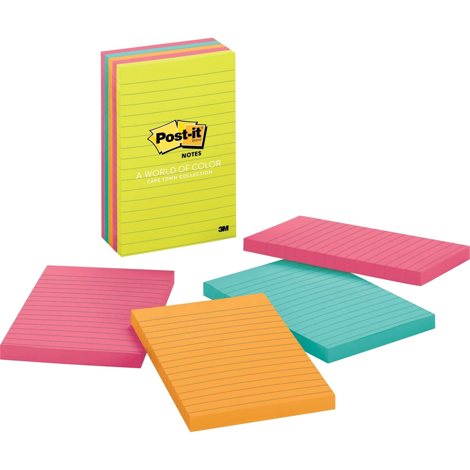 Post-it® Notes Original Notepads, 4 x 6 in, 5-Pack (100 Sheets Each) - Cape Town Collection