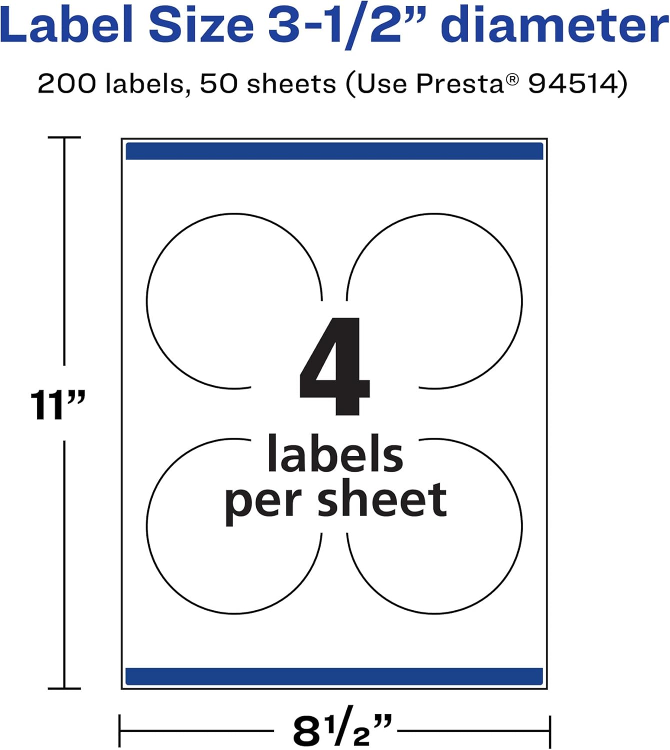 AVERY Matte White Round Labels, Sure Feed Technology, 3.5" Diameter