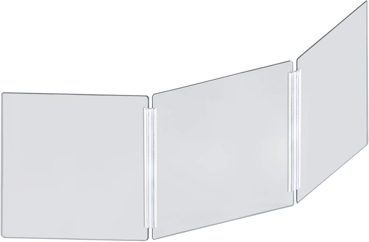 Azar Displays Tri-Fold Protective Sneeze Guard for Counter and Desk - Portable Plexiglass Barrier