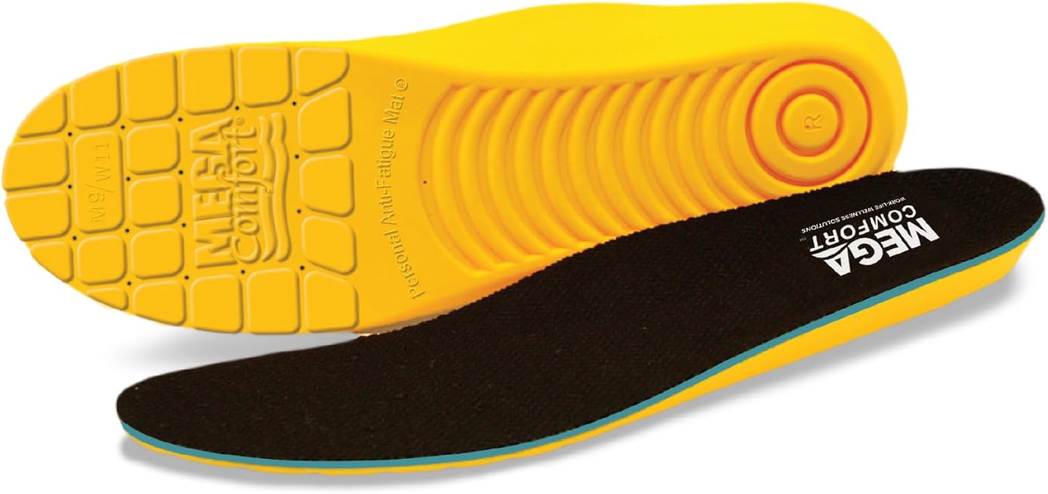 MEGAComfort Personal Anti-Fatigue Mat Shoe Inserts, Size M6/W8, Memory Foam Insoles and Shock Absorption