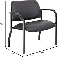 Boss Office Products Mid-Back Vinyl Guest Chair, Black - B9591AM-BK-500