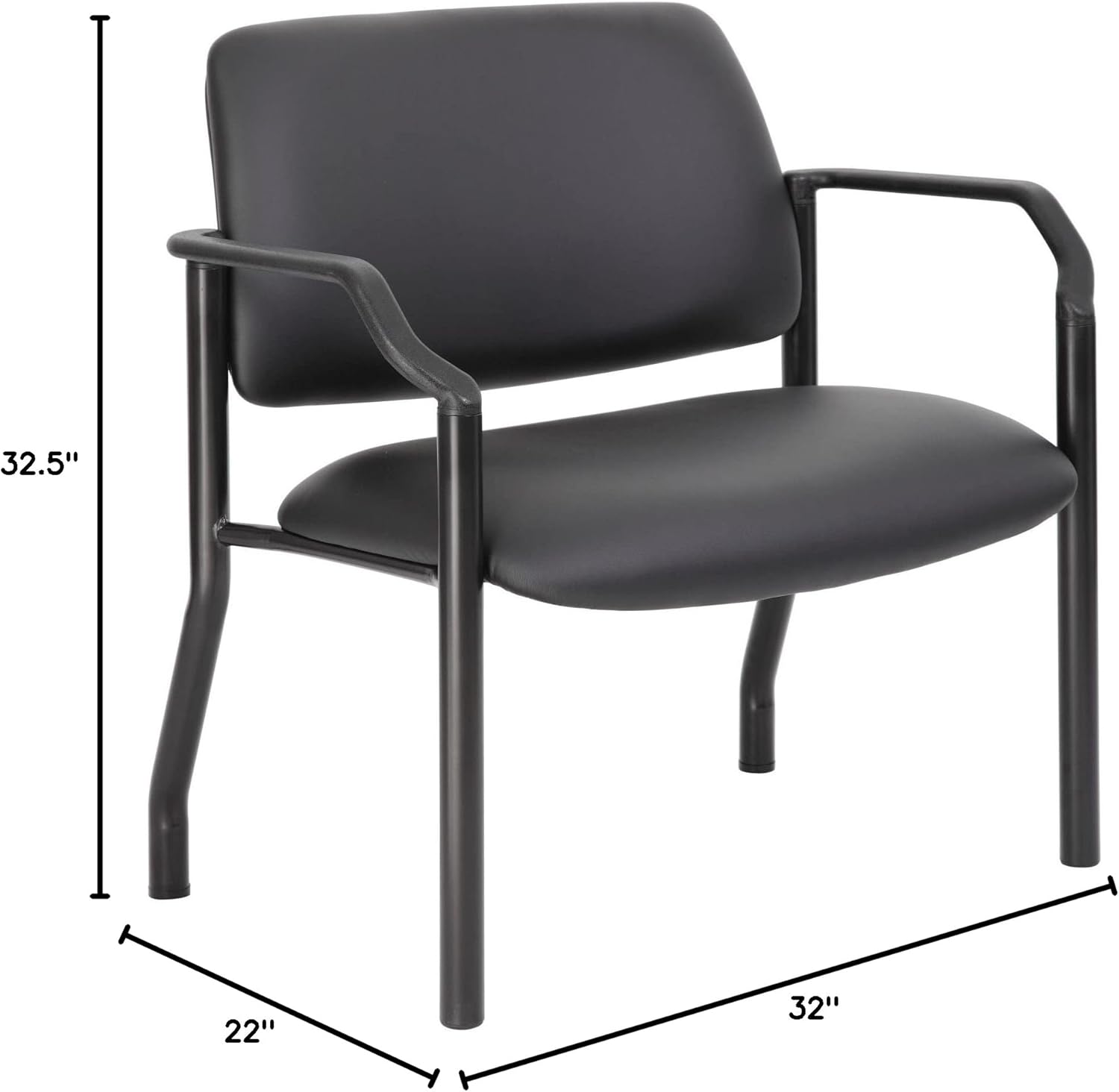 Boss Office Products Mid-Back Vinyl Guest Chair, Black - B9591AM-BK-500