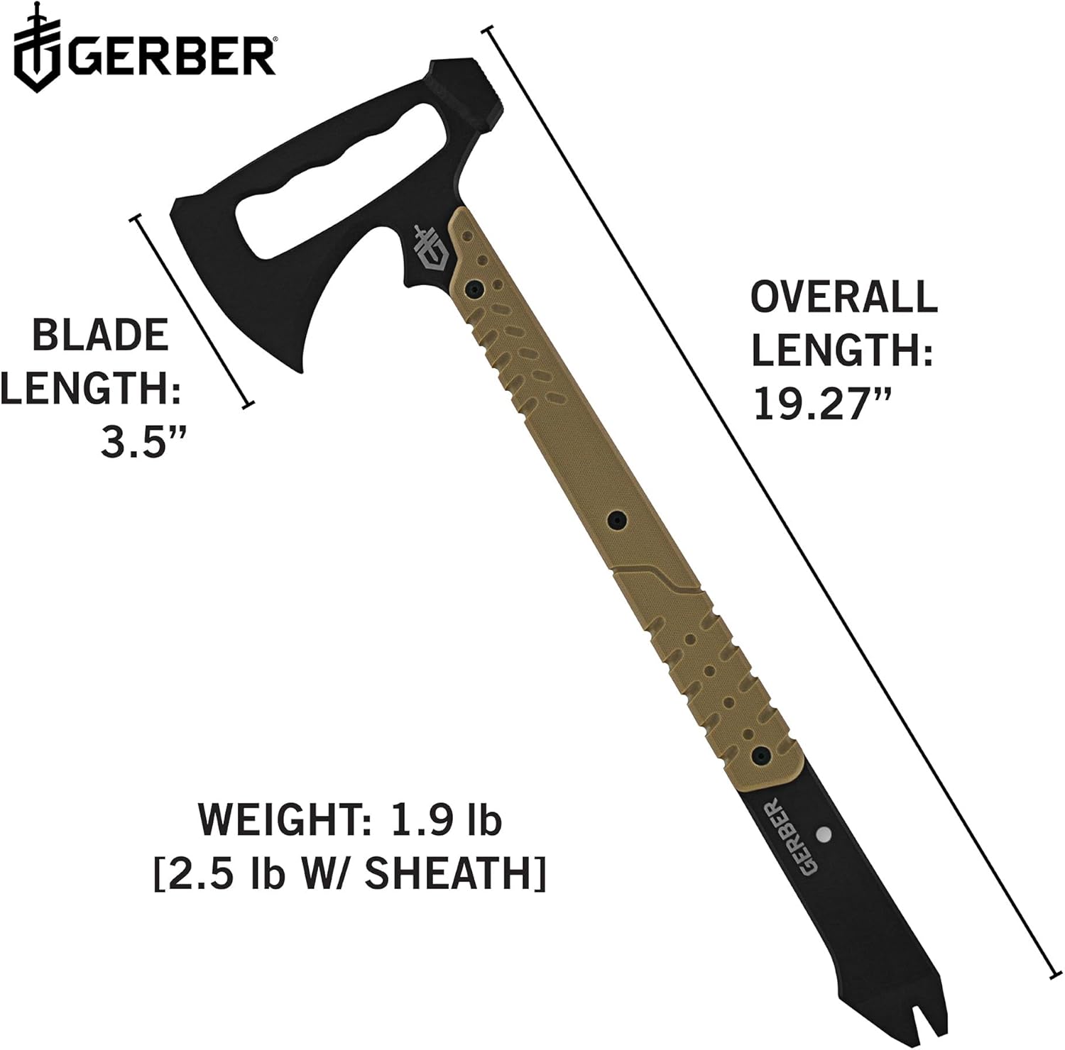 Gerber Gear Downrange Tactical Tomahawk Survival Multitool, Made in USA Camping Axe with Hammer Head and Steel Pry Bar