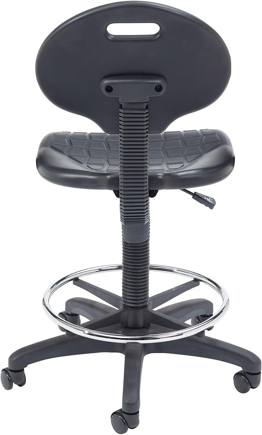 National Public Seating 6700 Series Kangaroo Polyurethane Task Stool, 22 to 32in Seat Height, Black