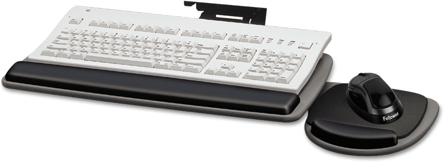 Fellowes 93841 Adjustable Standard Keyboard Platform, 20-1/4w x 11-1/8d, Graphite/Black