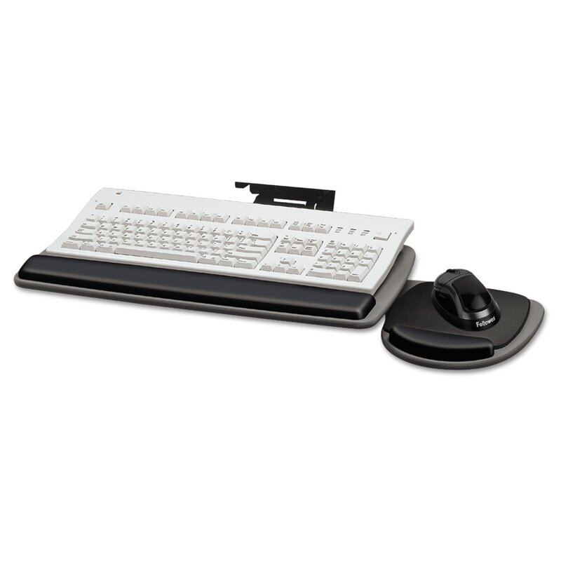 Fellowes 93841 Adjustable Standard Keyboard Platform, 20-1/4w x 11-1/8d, Graphite/Black